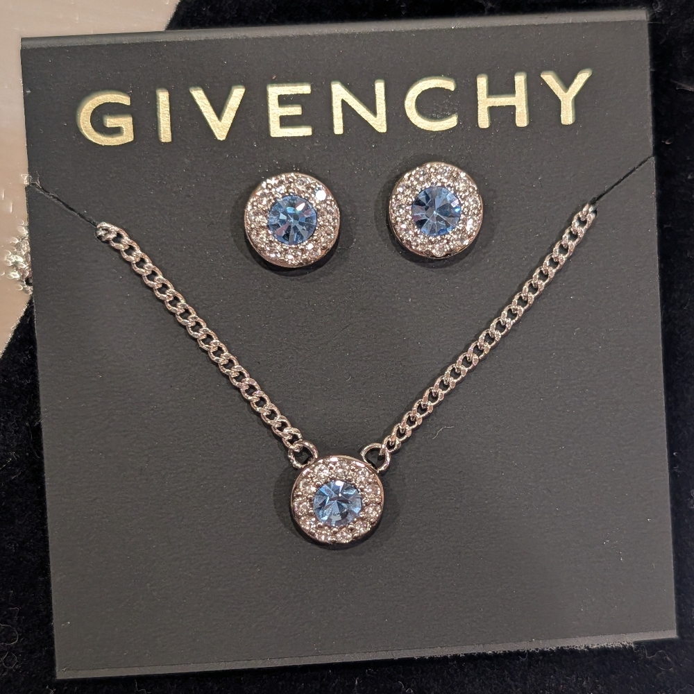 Givenchy Silver and Blue Jewelry Set w Dust Bag NWT - Picture 1 of 3